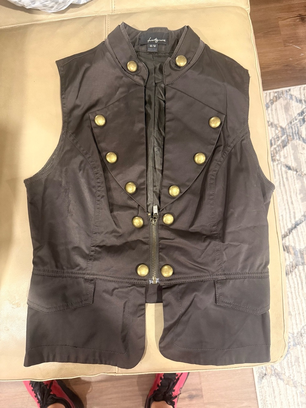 Brown Military-Style Sleeveless Vest